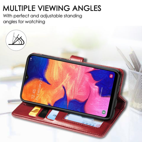 Retro Solid Color Leather Buckle Mobile Phone Protection Leather Case with Photo Frame & Card Slot & Wallet & Bracket Function for Galaxy A10, For Galaxy A10