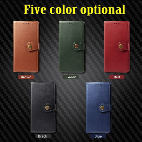 Retro Solid Color Leather Buckle Mobile Phone Protection Leather Case with Photo Frame & Card Slot & Wallet & Bracket Function for Galaxy A40, For Galaxy A40