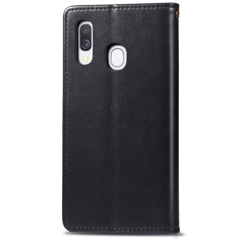 Retro Solid Color Leather Buckle Mobile Phone Protection Leather Case with Photo Frame & Card Slot & Wallet & Bracket Function for Galaxy A40, For Galaxy A40