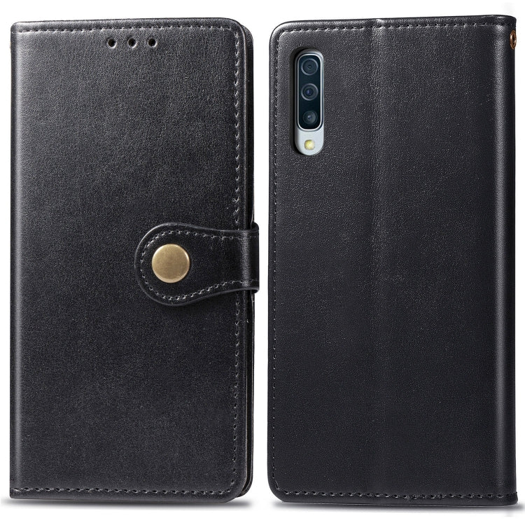 Retro Solid Color Leather Buckle Mobile Phone Protection Leather Case with Photo Frame & Card Slot & Wallet & Bracket Function for Galaxy A70, For Galaxy A70