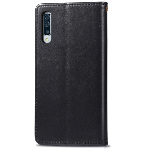Retro Solid Color Leather Buckle Mobile Phone Protection Leather Case with Photo Frame & Card Slot & Wallet & Bracket Function for Galaxy A70, For Galaxy A70