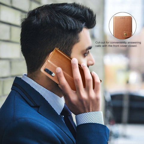 Retro Solid Color Leather Buckle Mobile Phone Protection Leather Case with Photo Frame & Card Slot & Wallet & Bracket Function for Galaxy A70, For Galaxy A70