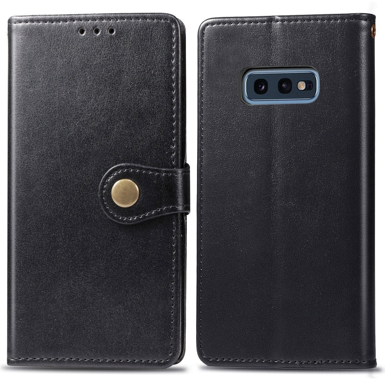 Retro Solid Color Leather Buckle Mobile Phone Protection Leather Case with Photo Frame & Card Slot & Wallet & Bracket Function for Galaxy S10e, For Galaxy S10e