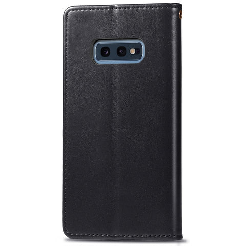 Retro Solid Color Leather Buckle Mobile Phone Protection Leather Case with Photo Frame & Card Slot & Wallet & Bracket Function for Galaxy S10e, For Galaxy S10e