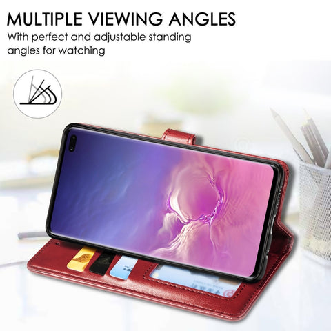 Retro Solid Color Leather Buckle Mobile Phone Protection Leather Case with Photo Frame & Card Slot & Wallet & Bracket Function for Galaxy S10 Plus, For Galaxy S10+