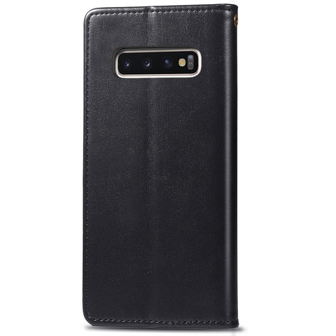 Retro Solid Color Leather Buckle Mobile Phone Protection Leather Case with Photo Frame & Card Slot & Wallet & Bracket Function for Galaxy S10 Plus, For Galaxy S10+