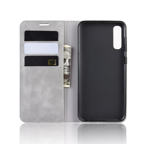 Retro-skin Business Magnetic Suction Leather Case with Purse-Bracket-Chuck For Galaxy A50, For Galaxy A50