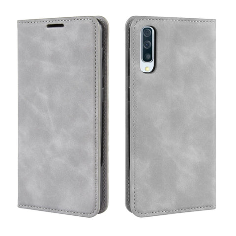Retro-skin Business Magnetic Suction Leather Case with Purse-Bracket-Chuck For Galaxy A50, For Galaxy A50