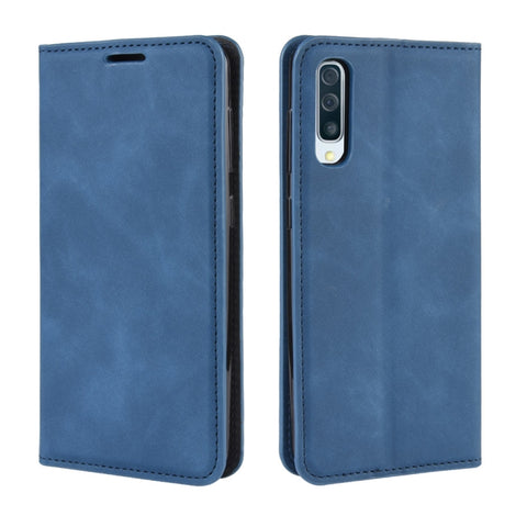 Retro-skin Business Magnetic Suction Leather Case with Purse-Bracket-Chuck For Galaxy A50, For Galaxy A50
