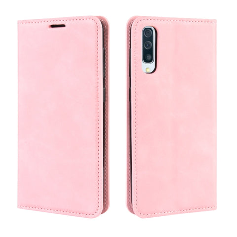 Retro-skin Business Magnetic Suction Leather Case with Purse-Bracket-Chuck For Galaxy A50, For Galaxy A50