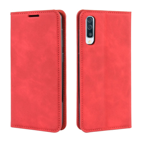 Retro-skin Business Magnetic Suction Leather Case with Purse-Bracket-Chuck For Galaxy A50, For Galaxy A50