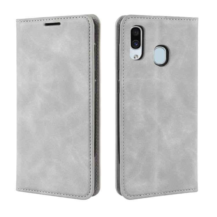 Retro-skin Business Magnetic Suction Leather Case with Purse-Bracket-Chuck For Galaxy A30, For Galaxy A30