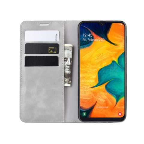 Retro-skin Business Magnetic Suction Leather Case with Purse-Bracket-Chuck For Galaxy A30, For Galaxy A30