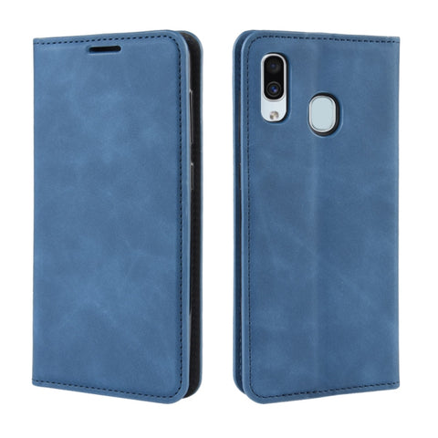 Retro-skin Business Magnetic Suction Leather Case with Purse-Bracket-Chuck For Galaxy A30, For Galaxy A30