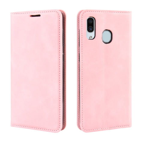Retro-skin Business Magnetic Suction Leather Case with Purse-Bracket-Chuck For Galaxy A30, For Galaxy A30