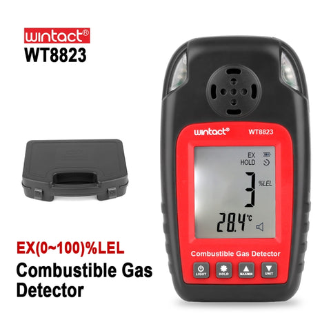 WT8823 Combustible Gas Alarm Detector Gas Leakage Flammable Natural Digital LCD Display Gas Leak Detector Monitor Gas Analyzer, WT8823