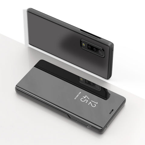 For Galaxy A30s / A50s Plating Mirror Left and Right Flip Cover with Bracket Holster, For Galaxy A30s