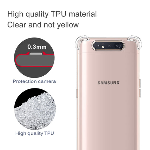 For Samsung Galaxy A80 / A90 Four-Corner Anti-Drop Ultra-Thin Transparent TPU Phone Case