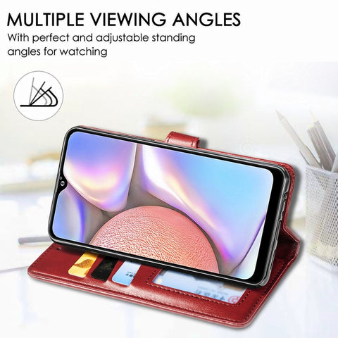 For Galaxy A10S Retro Solid Color Leather Buckle Phone Case with Lanyard & Photo Frame & Card Slot & Wallet & Stand Function, For Galaxy A10S