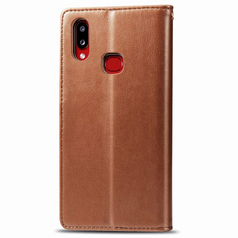 For Galaxy A10S Retro Solid Color Leather Buckle Phone Case with Lanyard & Photo Frame & Card Slot & Wallet & Stand Function, For Galaxy A10S
