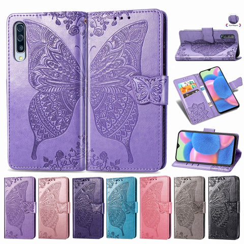 For Galaxy A30S Butterfly Love Flower Embossed Horizontal Flip Leather Case with Bracket / Card Slot / Wallet / Lanyard, For Galaxy A30S