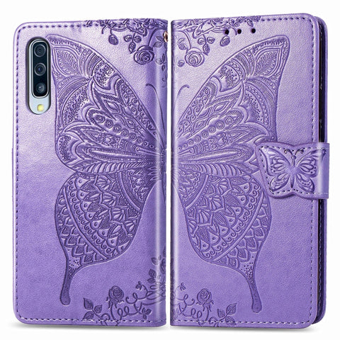 For Galaxy A30S Butterfly Love Flower Embossed Horizontal Flip Leather Case with Bracket / Card Slot / Wallet / Lanyard, For Galaxy A30S
