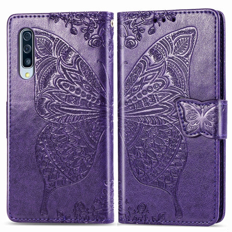 For Galaxy A30S Butterfly Love Flower Embossed Horizontal Flip Leather Case with Bracket / Card Slot / Wallet / Lanyard, For Galaxy A30S