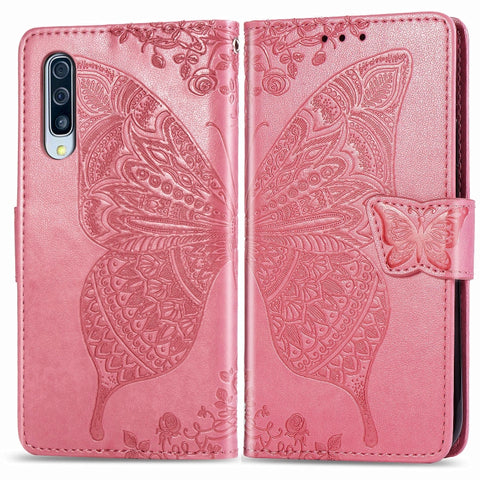 For Galaxy A30S Butterfly Love Flower Embossed Horizontal Flip Leather Case with Bracket / Card Slot / Wallet / Lanyard, For Galaxy A30S
