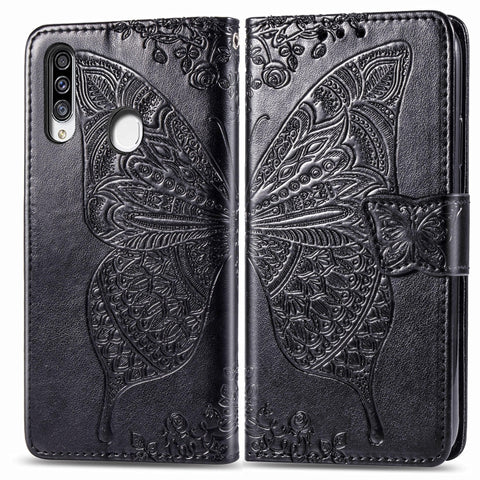 For Galaxy A20S  Butterfly Love Flower Embossed Horizontal Flip Leather Case with Bracket / Card Slot / Wallet / Lanyard, For Galaxy A20S