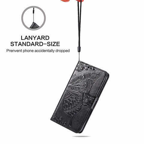 For Galaxy A20S  Butterfly Love Flower Embossed Horizontal Flip Leather Case with Bracket / Card Slot / Wallet / Lanyard, For Galaxy A20S
