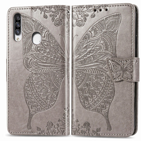 For Galaxy A20S  Butterfly Love Flower Embossed Horizontal Flip Leather Case with Bracket / Card Slot / Wallet / Lanyard, For Galaxy A20S