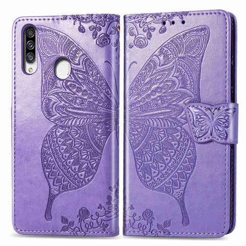 For Galaxy A20S  Butterfly Love Flower Embossed Horizontal Flip Leather Case with Bracket / Card Slot / Wallet / Lanyard, For Galaxy A20S