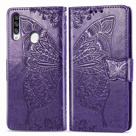 For Galaxy A20S  Butterfly Love Flower Embossed Horizontal Flip Leather Case with Bracket / Card Slot / Wallet / Lanyard, For Galaxy A20S