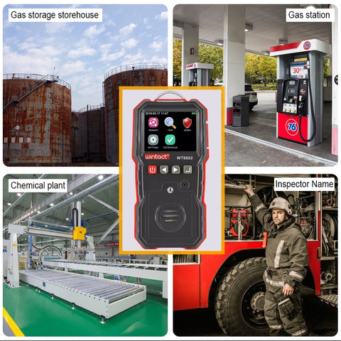 WINTACT WT8802 Hydrogen Sulfide Monitor Professional Rechargeable Gas Sensor High Sensitive Digital Sound-light Vibration Alarm H2S Detector