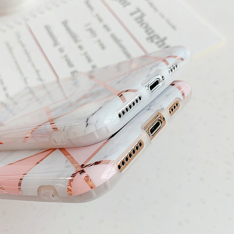 For iPhone 11 Plating Colorful Geometric Pattern Mosaic Marble TPU Mobile Phone Case, For iPhone 11