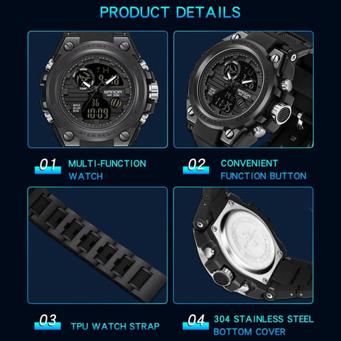 SANDA739  Watch Plate Chao Male Watch Male Student Fashion Trend Multi Functional Digital Waterproof Electronic Meter