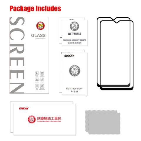 2 PCS ENKAY Hat-prince Full Glue 0.26mm 9H 2.5D Tempered Glass Full Coverage Film, For Galaxy A20s, For Moto G8 Plus