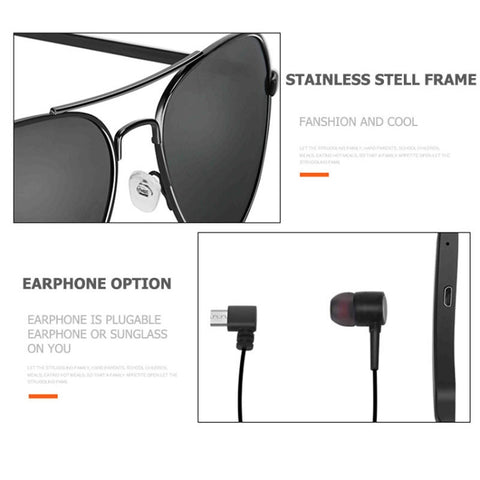 A8 Wireless Earphone Bluetooth Headset Sunglasses Music Headphones Smart Glasses Earbud Hands-free with Mic, A8
