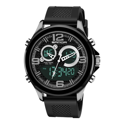 SANDA 793 large Dial Tide Watch Student Fashion Trend Multi Function Double Glow Waterproof Electronic Watch