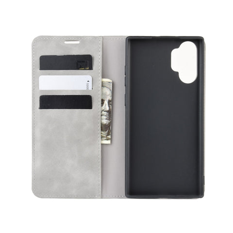 For Galaxy Note10+   Retro-skin Business Magnetic Suction Leather Case with Holder & Card Slots & Wallet, For Galaxy Note10+