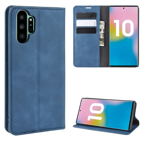 For Galaxy Note10+   Retro-skin Business Magnetic Suction Leather Case with Holder & Card Slots & Wallet, For Galaxy Note10+
