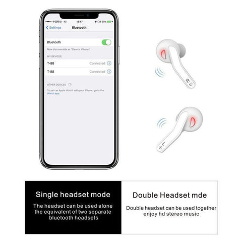 T88 Mini Touch Control Hifi Wireless Bluetooth Earphones TWS Wireless Earbuds with Charger Box