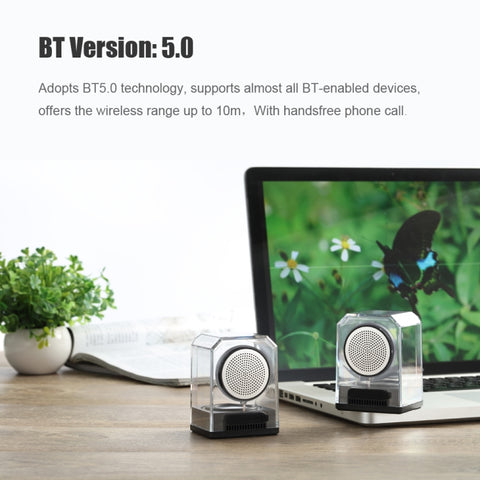BT628 10W Portable TWS Transparent Bluetooth Speakers With Magnetic Connectable Base Outdoor Stereo Bass Subwoofer
