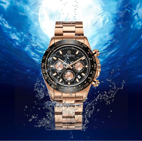 OCHSTIN Augusten 6103B Multi Function Quartz Watch Sports luminous Waterproof Watch Calendar Steel Band Men  Watch
