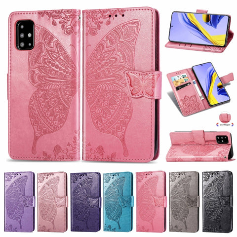 For Galaxy A51 Butterfly Love Flower Embossed Horizontal Flip Leather Case with Bracket / Card Slot / Wallet / Lanyard, For Galaxy A51