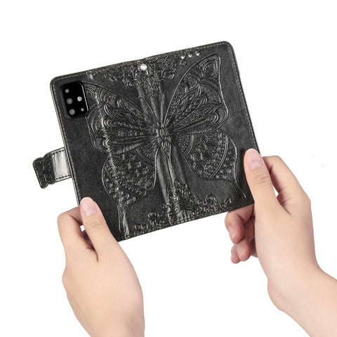 For Galaxy A51 Butterfly Love Flower Embossed Horizontal Flip Leather Case with Bracket / Card Slot / Wallet / Lanyard, For Galaxy A51
