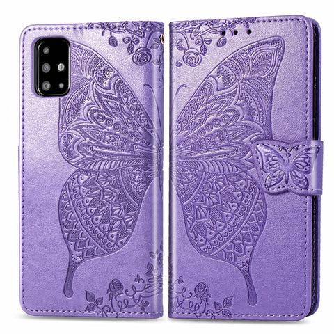 For Galaxy A51 Butterfly Love Flower Embossed Horizontal Flip Leather Case with Bracket / Card Slot / Wallet / Lanyard, For Galaxy A51