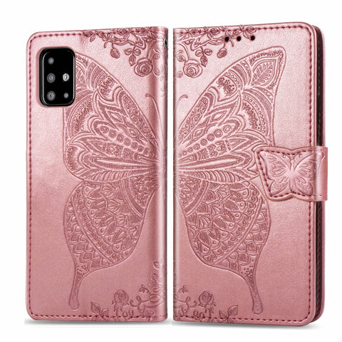 For Galaxy A51 Butterfly Love Flower Embossed Horizontal Flip Leather Case with Bracket / Card Slot / Wallet / Lanyard, For Galaxy A51