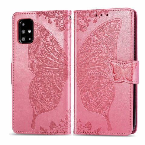 For Galaxy A51 Butterfly Love Flower Embossed Horizontal Flip Leather Case with Bracket / Card Slot / Wallet / Lanyard, For Galaxy A51