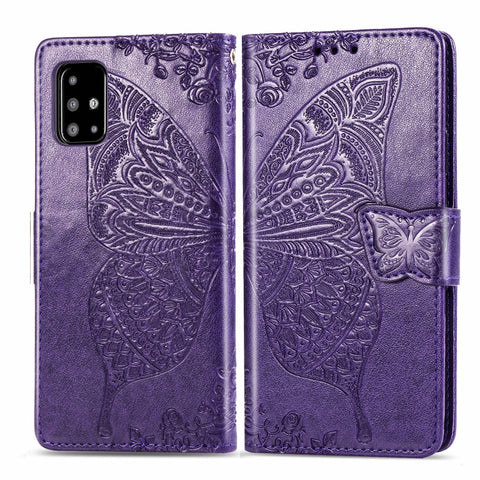 For Galaxy A51 Butterfly Love Flower Embossed Horizontal Flip Leather Case with Bracket / Card Slot / Wallet / Lanyard, For Galaxy A51